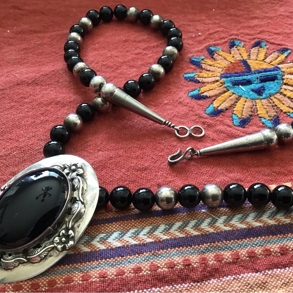 Carol Felley Sterling Onyx Necklace